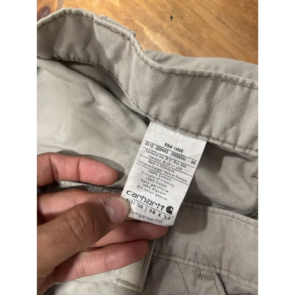 Carhartt Men's 38x32 Tan Dungaree Fit Work Utility Cargo Pants Cotton